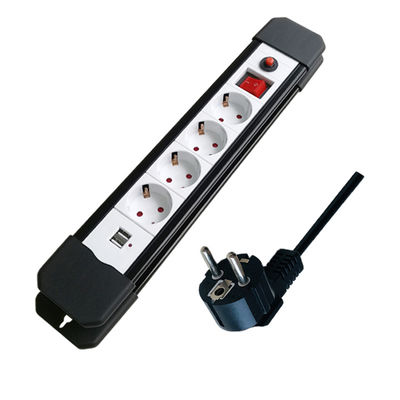 quality  EU 4 residential/general purpose german outlets with usb power extension cord with surge protector overload protector power strip factory